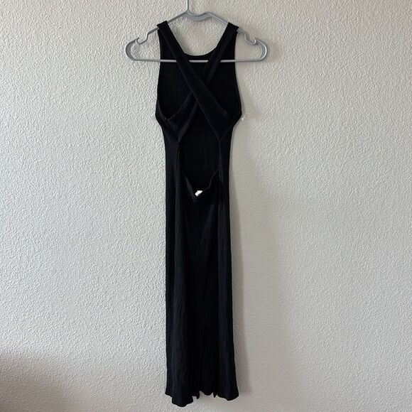 H&M Black Ribbed Midi Dress sz Small - Picture 4 of 5